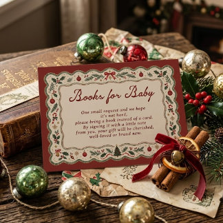 Tarjeta De Recepción Libros caprichosos de Navidad para baby shower
