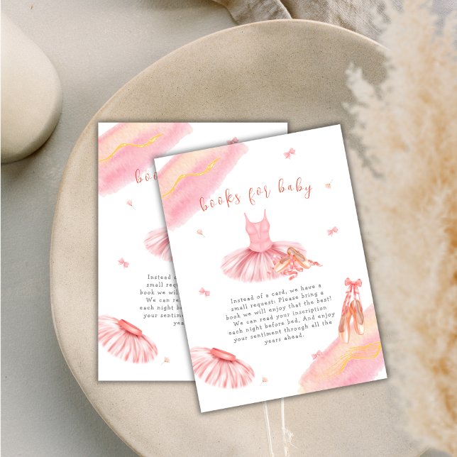 Tarjeta De Recepción Libros Chicas Ballerina Elegante Rosa Para Baby Sh (Pink Elegant Ballerina Girl Books For Baby Shower Enclosure Card)