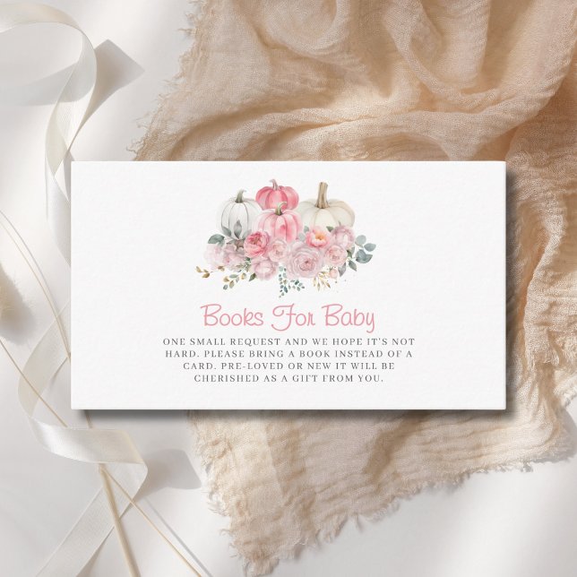 Tarjeta De Recepción Libros Chicas De Calabaza Rosada Para Baby Shower (Subido por el creador)