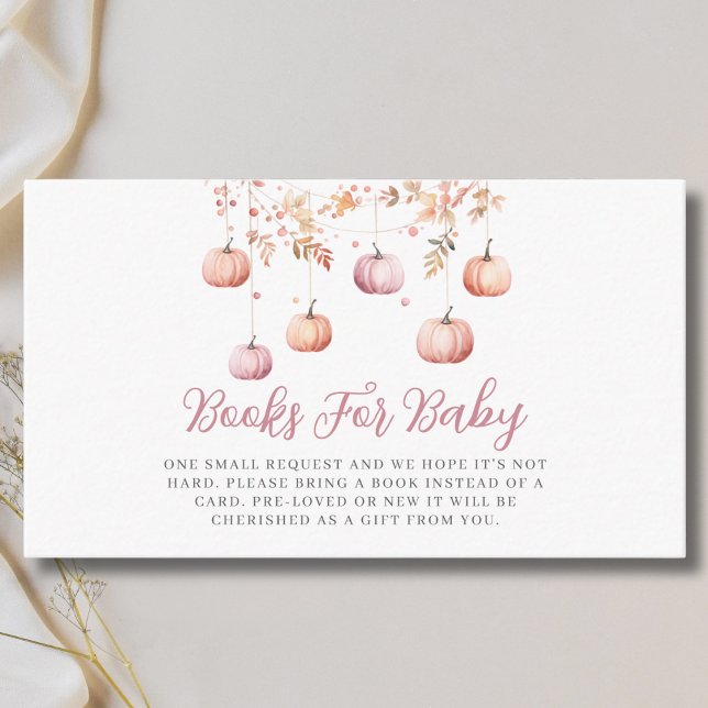Tarjeta De Recepción Libros Chicas De Calabaza Rosada Para Baby Shower (Subido por el creador)