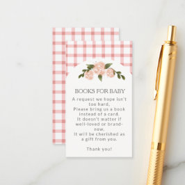 Tarjeta De Recepción Libros Clásicos de Niña de Cuadros Rosas para Fies