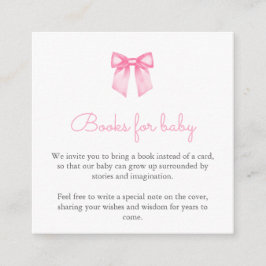 Tarjeta De Recepción Libros con Lazo Rosa para Bebé