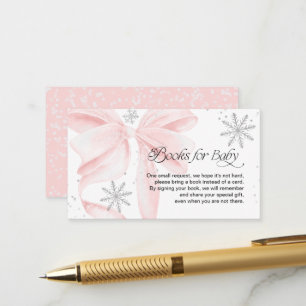 Tarjeta De Recepción Libros con Lazo Rosa Snow in Love para Bebé