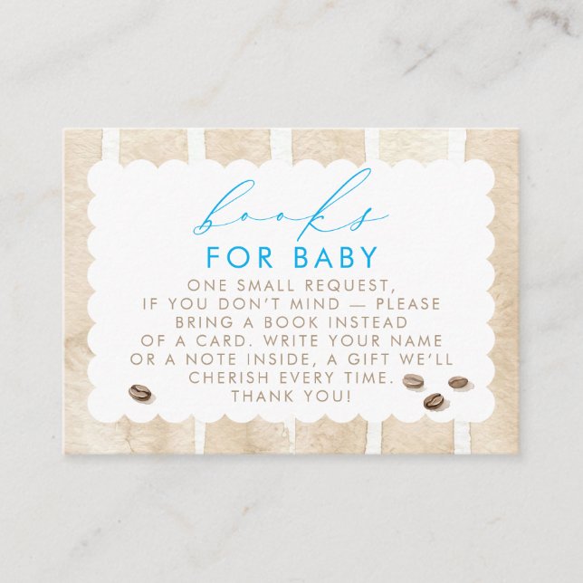 Tarjeta De Recepción Libros con tema de café para solicitud de bebé (Anverso)