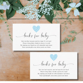 Tarjeta De Recepción Libros Corazón Azul para Baby Shower 