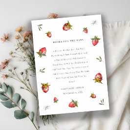 Tarjeta De Recepción Libros Cubiertos De Fresa Roja Para Baby Shower