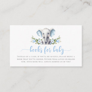 Tarjeta De Recepción Libros Cuidados De Elefantes Florales Azules Para