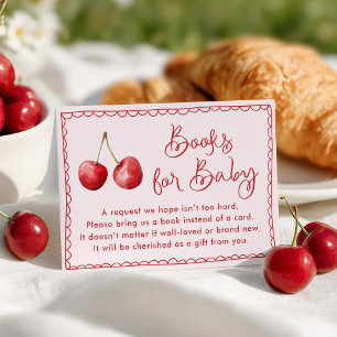 Tarjeta De Recepción Libros de Acuarela Caprichosa de Cereza para Bebé