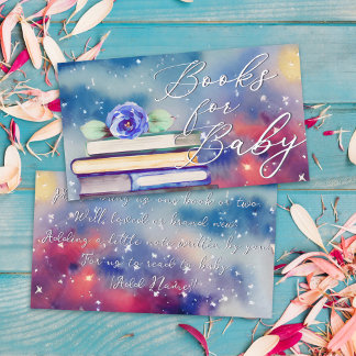 Tarjeta De Recepción Libros de acuarela de Rosa azul dulce para bebé