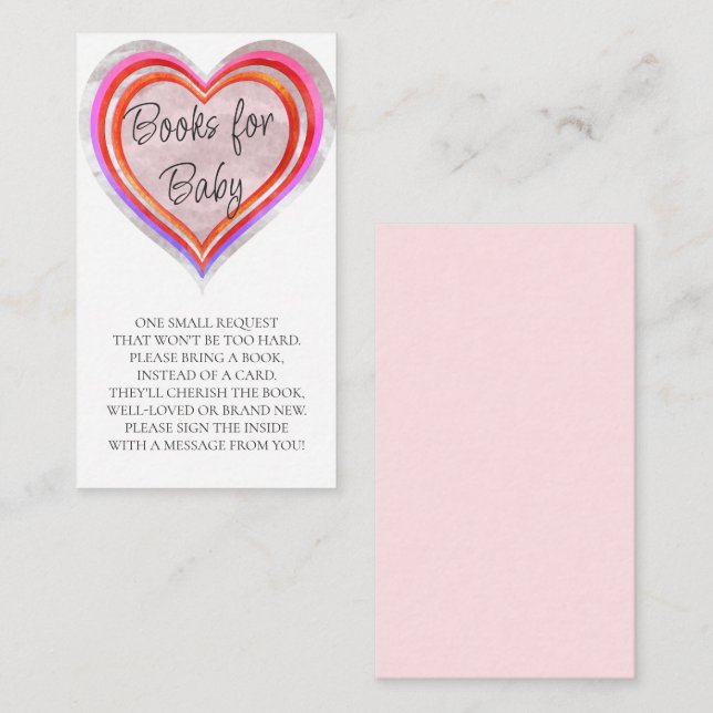 Tarjeta De Recepción Libros de Acuarela Little Sweetheart para Baby Sho (Anverso / Reverso)