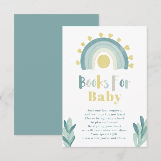 Tarjeta De Recepción Libros de acuarela verde azulados sobre el sol arc (Anverso / Reverso)