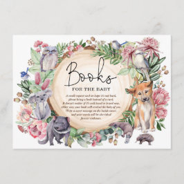 Tarjeta De Recepción Libros de animales de Australia con flores rustica