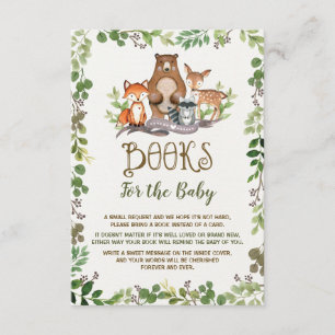 Tarjeta De Recepción Libros de animales de bosque de vegetación para bo