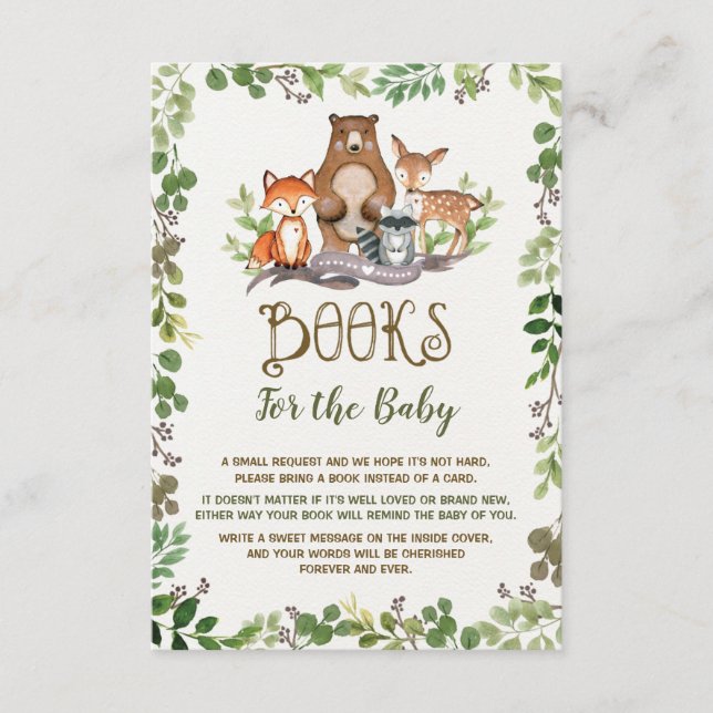 Tarjeta De Recepción Libros de animales de bosque de vegetación para bo (Anverso)