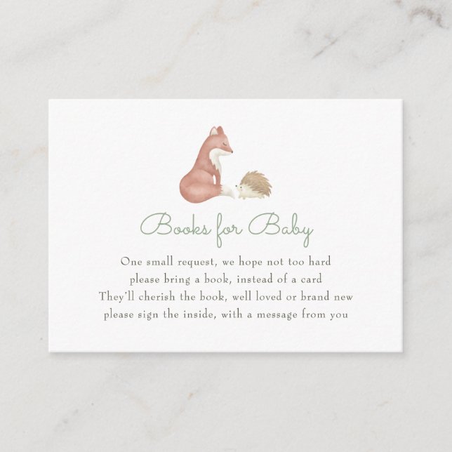Tarjeta De Recepción Libros de animales de bosque para Baby Shower (Anverso)