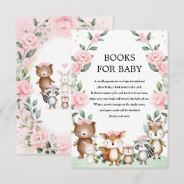 Tarjeta De Recepción Libros de animales de bosque rosado para bebé