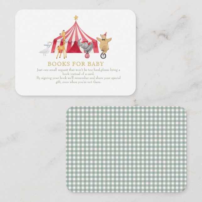 Tarjeta De Recepción Libros de Animales de Circo para bebé (Anverso / Reverso)