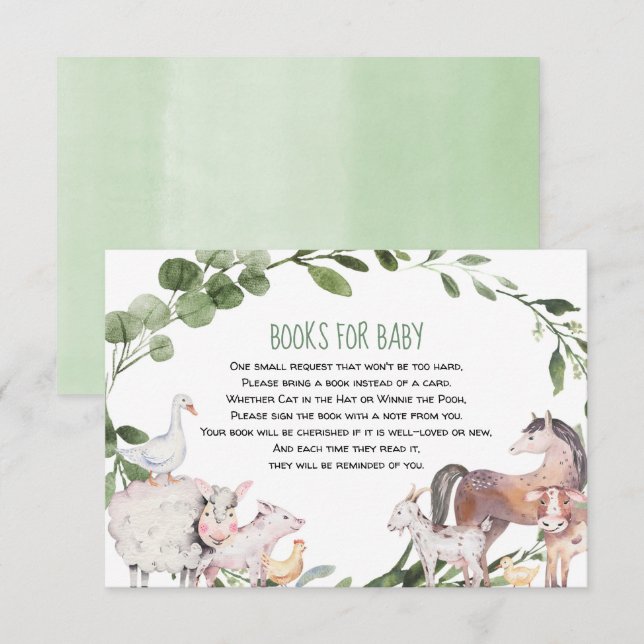 Tarjeta De Recepción Libros de animales de granja acuática para bebés (Anverso / Reverso)