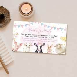 Tarjeta De Recepción Libros de animales de granja rosados para bebé en 