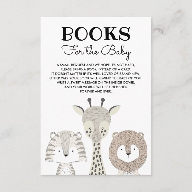 Tarjeta De Recepción Libros de animales de la jungla para bebes Safari  (Anverso)