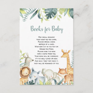 Tarjeta De Recepción Libros de animales de safari acuarela para bebés