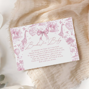Tarjeta De Recepción Libros de animales de safari con toile rosa para b
