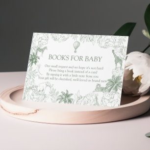 Tarjeta De Recepción Libros de animales de safari verde salvia para beb
