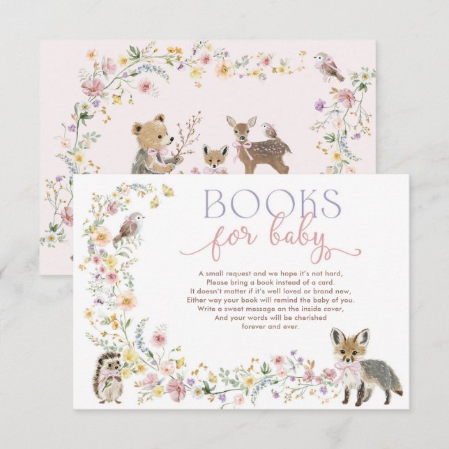 Tarjeta De Recepción Libros de Animales del Bosque de Flores Silvestres (Anverso / Reverso)