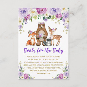Tarjeta De Recepción Libros de animales Púrpura Gold Floral Woodland pa