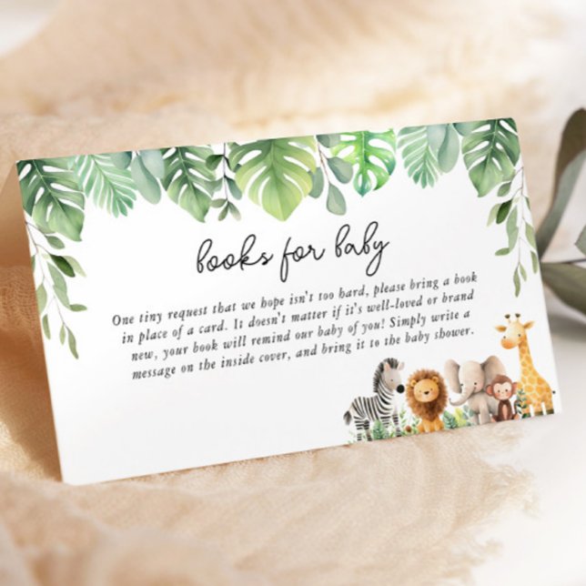 Tarjeta De Recepción Libros De Animales Safari Para Bebés (Safari Baby Shower Books for Baby Enclosure Card)