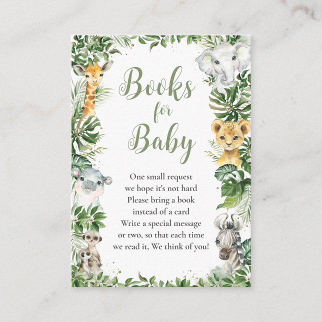 Tarjeta De Recepción Libros de animales salvajes de la jungla verde par (Anverso)