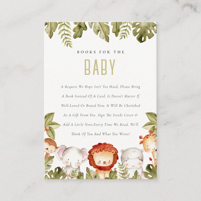 Tarjeta De Recepción Libros De Animales Salvajes Tropicales Safari Para (Anverso)