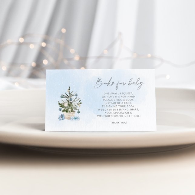 Tarjeta De Recepción Libros de árbol de Navidad azul invernal para bole (Subido por el creador)