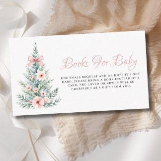 Tarjeta De Recepción Libros de árbol de Navidad Chica rosa para Baby Sh