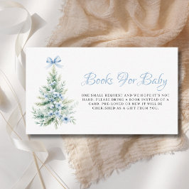 Tarjeta De Recepción Libros de árbol de navidad de invierno azul para B