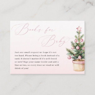 Tarjeta De Recepción Libros de árbol de Navidad rosa para bebé de invie