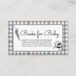 Tarjeta De Recepción Libros de Avestruz para Bebé en Cuadros Gris