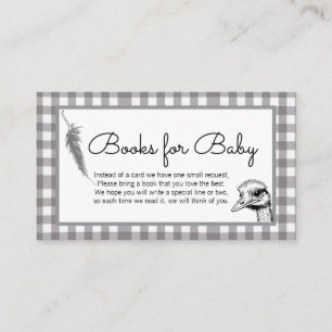 Tarjeta De Recepción Libros de Avestruz para Bebé en Cuadros Gris