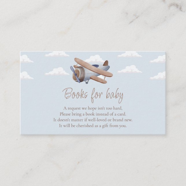 Tarjeta De Recepción Libros de avión para bebé, Baby Shower de viajes (Anverso)