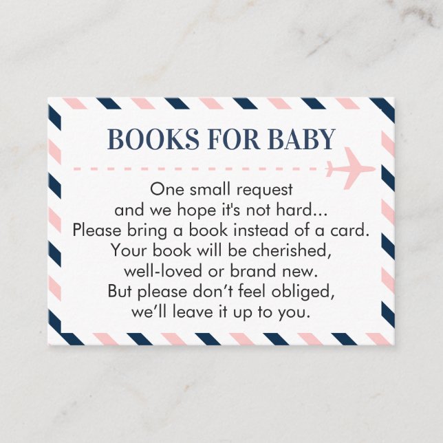 Tarjeta De Recepción Libros de avión para Chica de niño pedido de marin (Anverso)