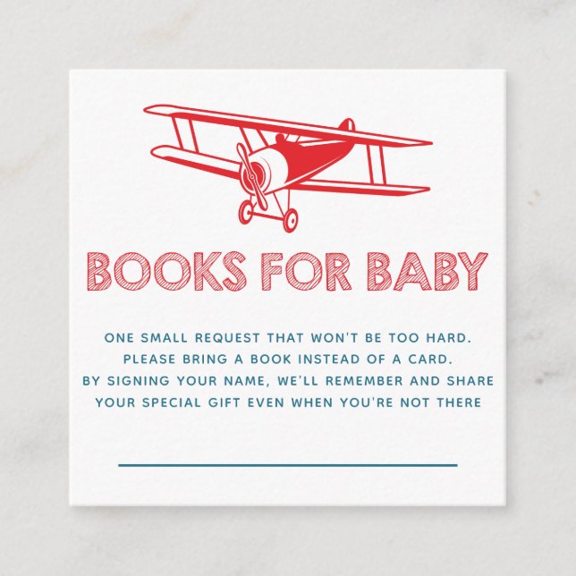 Tarjeta De Recepción Libros de avión para el bebé (Anverso)
