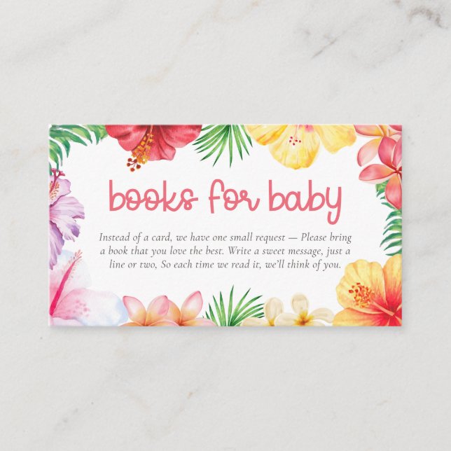 Tarjeta De Recepción Libros de Baby Shower Aloha para Bebé (Anverso)