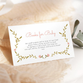 Tarjeta De Recepción Libros de Baby Shower con flores de vino y rosa pa
