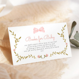 Tarjeta De Recepción Libros de Baby Shower con flores rosadas para bebé