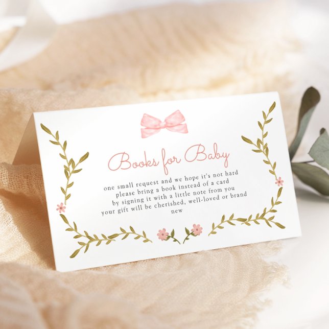 Tarjeta De Recepción Libros de Baby Shower con flores rosadas para bebé (Subido por el creador)