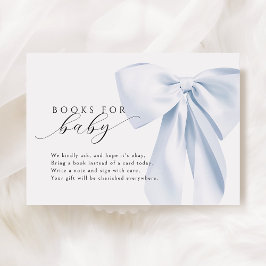 Tarjeta De Recepción Libros de Baby Shower de Blue Bow para bebé