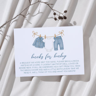 Tarjeta De Recepción Libros de Baby Shower de Blue Jeans para bebé