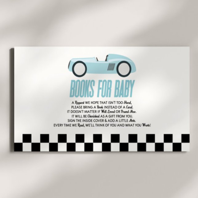 Tarjeta De Recepción Libros De Baby Shower De Blue Race Car Para Bebés (Subido por el creador)