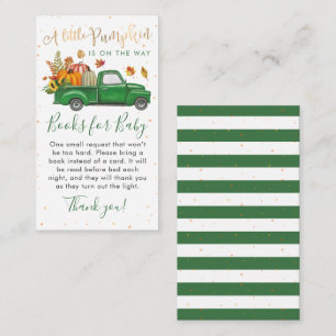 Tarjeta De Recepción Libros de Baby Shower de calabaza verde para bebé