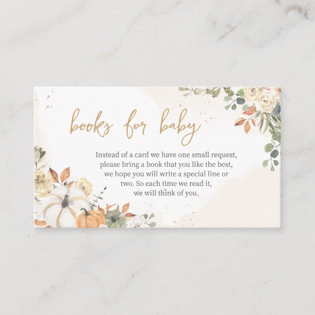 Tarjeta De Recepción Libros de Baby Shower de calabaza verde para bebé (Anverso)